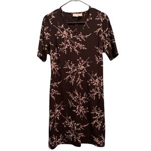 Vintage 90s Merona black stretchy fitted floral V neck size small